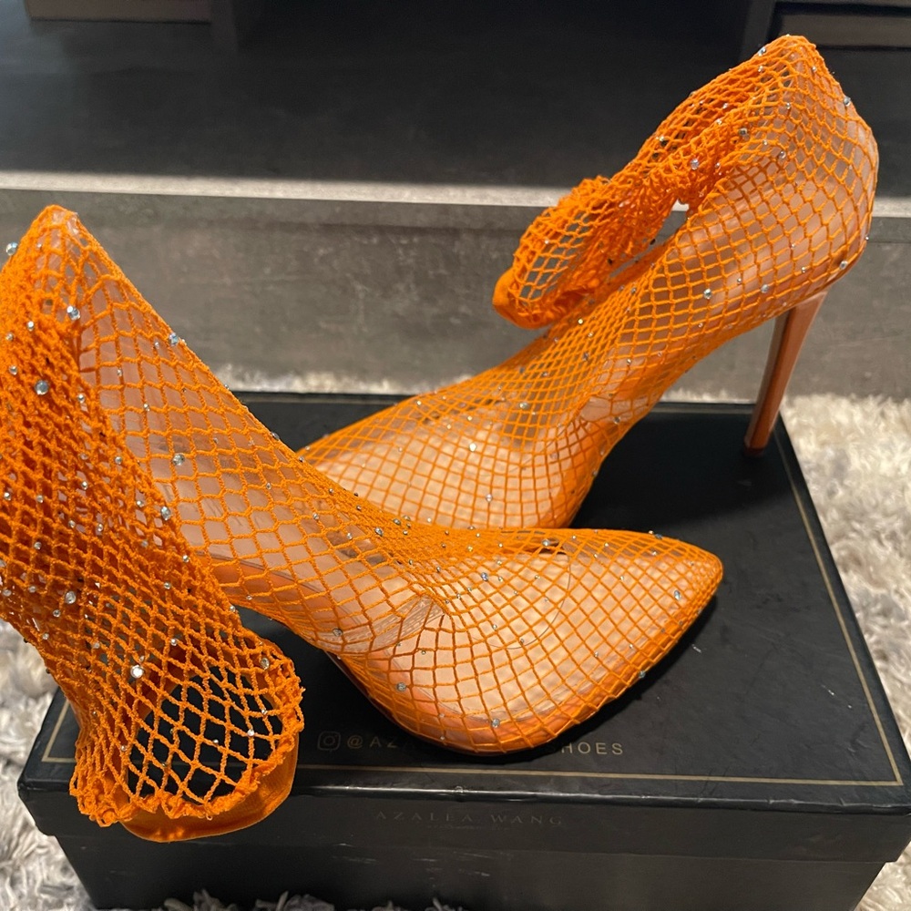 AKIRA Vibrant Orange Mesh Heels